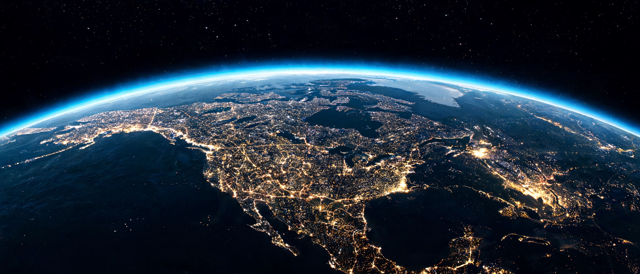 North America from orbit at night